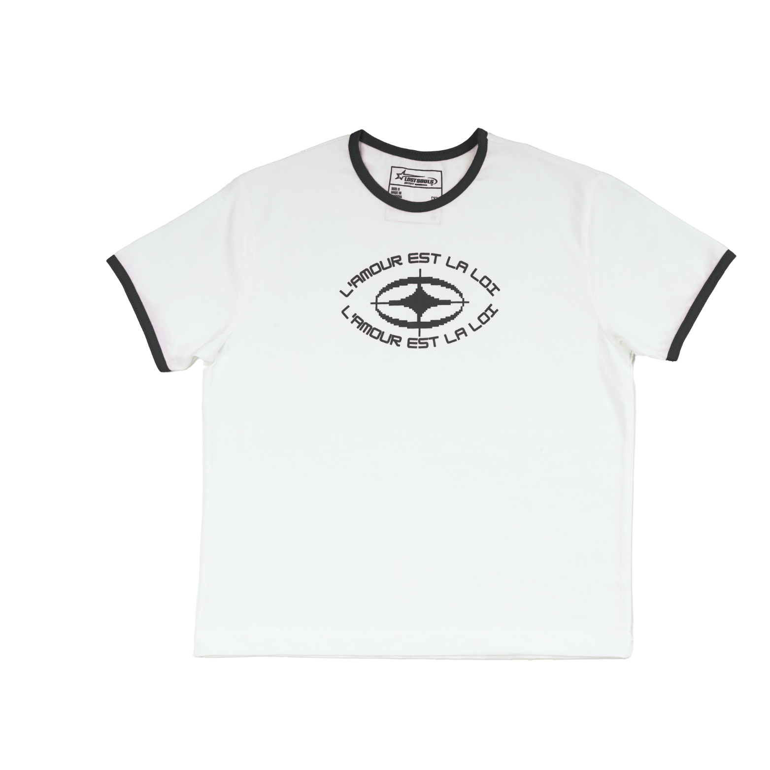 Fitted black baby tee with Paris print – minimalist cut by Lost Souls Society

